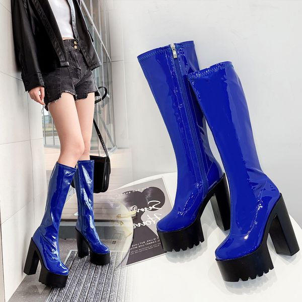 Winter Sexy Women Patent Leather Platform Knee Thigh High Boots Blue Purple Thick Heel Long Boots Fushia Exotic Dancer Shoe, Black
Winter Sexy Women Patent Leather Platform Knee Thigh High Boots Blue Purple Thick Heel Long Boots Fushia Exotic Dancer Shoe, Black