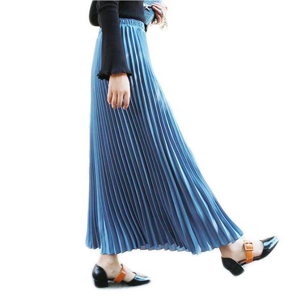 2019 women pleated skirt spring new elastic waist summer silky female long over-the-knee half umbrella skirt for women e094, Black
2019 women pleated skirt spring new elastic waist summer silky female long over-the-knee half umbrella skirt for women e094, Black