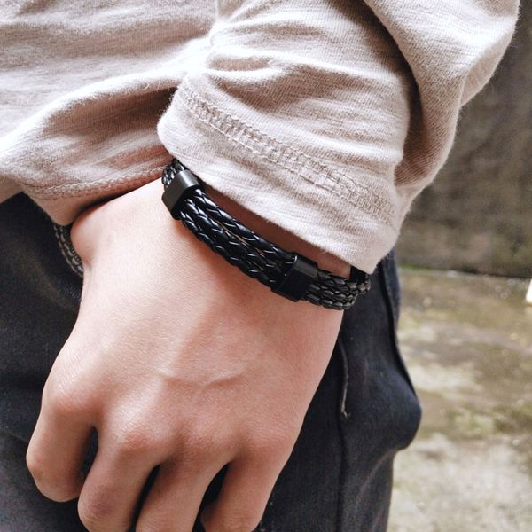 vintage multilayer punk black leather bracelet men braided handmade rope wrap charm woven bracelets male gift sport jewelry, Golden;silver
vintage multilayer punk black leather bracelet men braided handmade rope wrap charm woven bracelets male gift sport jewelry, Golden;silver