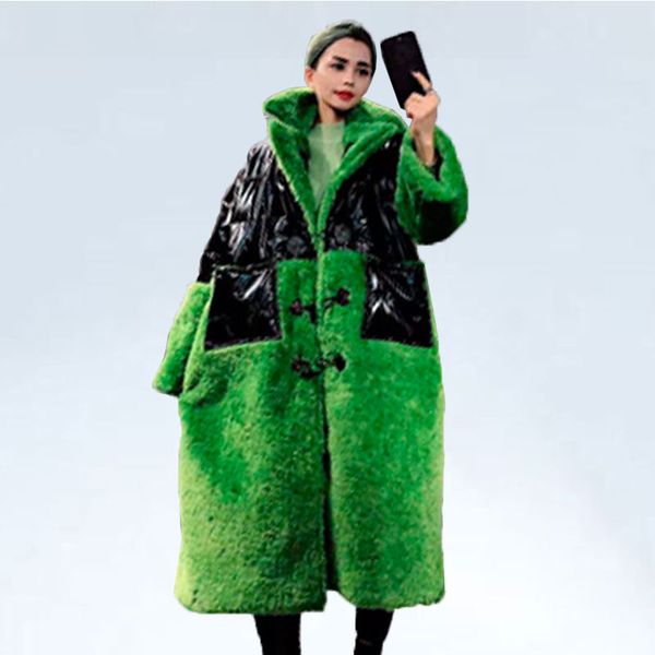 autumn thick long fur coat female winter jacket parka european fashion stitching lamb plush loose oversized warm jacket coats, Black
autumn thick long fur coat female winter jacket parka european fashion stitching lamb plush loose oversized warm jacket coats, Black