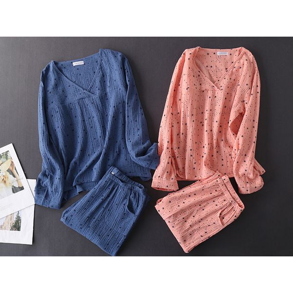 women's cotton water-washed pajamas for women pyjamas sleepwear pijamas texture crepe gauze long-sleeved trousers pajamas v-neck, Black;red
women's cotton water-washed pajamas for women pyjamas sleepwear pijamas texture crepe gauze long-sleeved trousers pajamas v-neck, Black;red