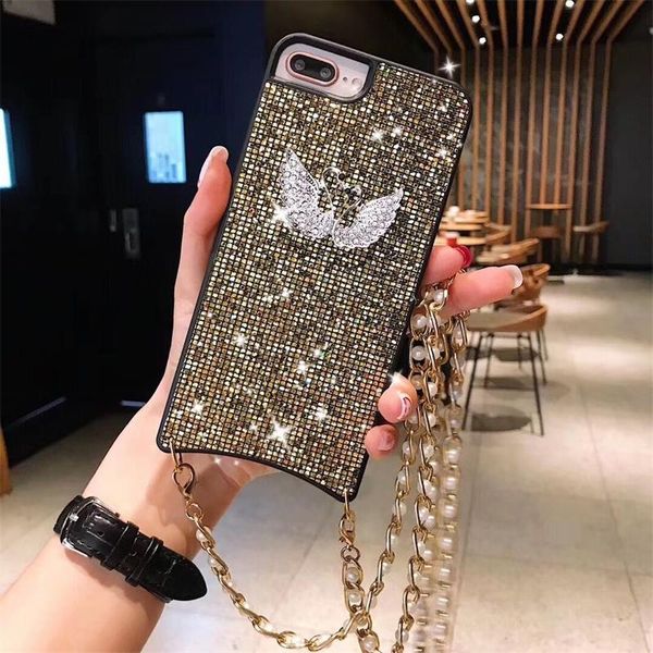 Diamond Hard Plastic PC Case For Iphone XS Max XR 8 7 6 Plus Shinnig Swan Phone Case With Metal Pearl Chain Bling Case DHL 100pcs
Diamond Hard Plastic PC Case For Iphone XS Max XR 8 7 6 Plus Shinnig Swan Phone Case With Metal Pearl Chain Bling Case DHL 100pcs