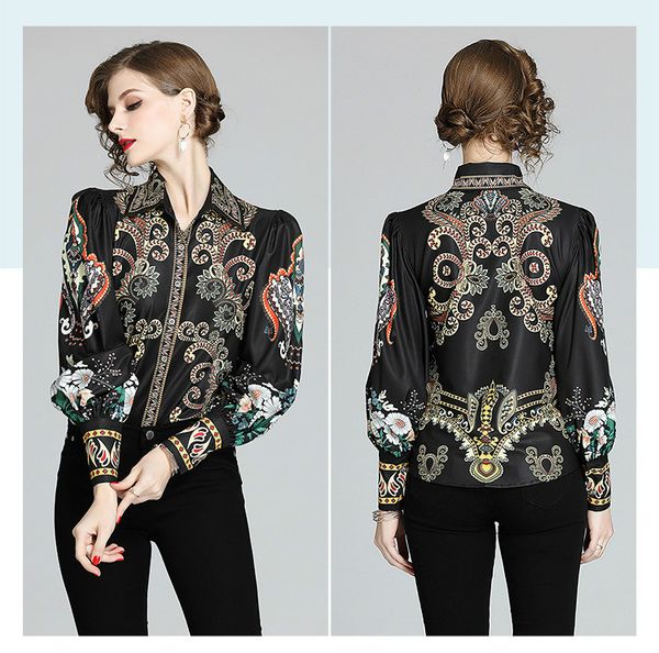 luxury runway baroque print vintage shirts women long sleeve lapel neck ladies button blouses elegant office black designer shirts, White
luxury runway baroque print vintage shirts women long sleeve lapel neck ladies button blouses elegant office black designer shirts, White