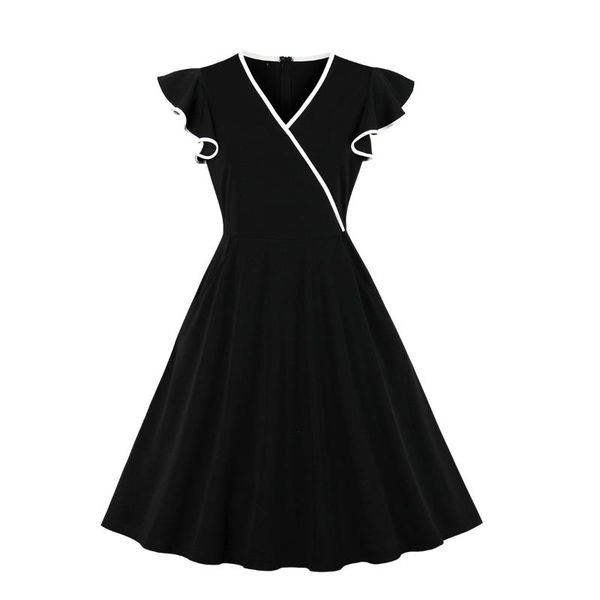women fashion gothic hepburn style clothes office ladies ruffle sleeveless v neck solid office casual party mini short dress, Black;gray 
women fashion gothic hepburn style clothes office ladies ruffle sleeveless v neck solid office casual party mini short dress, Black;gray