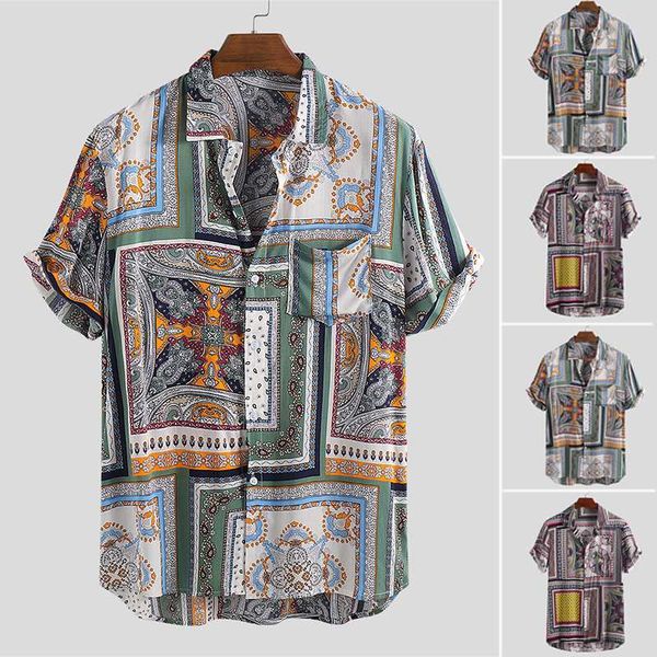 2019 summer vintage ethnic style men shirt loose printing button short sleeve vacation beach hawaiian shirts camisa, White;black 
2019 summer vintage ethnic style men shirt loose printing button short sleeve vacation beach hawaiian shirts camisa, White;black