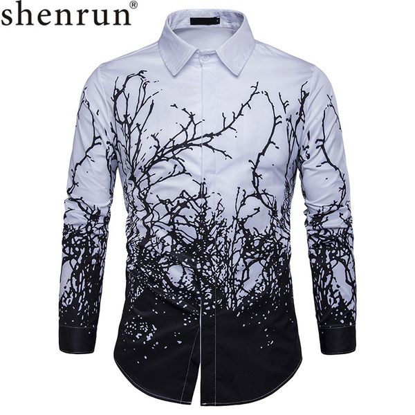 men's casual shirts shenrun long sleeve shirt spring autumn style fashion branch print youth slim fit daily life office work, White;black
men's casual shirts shenrun long sleeve shirt spring autumn style fashion branch print youth slim fit daily life office work, White;black