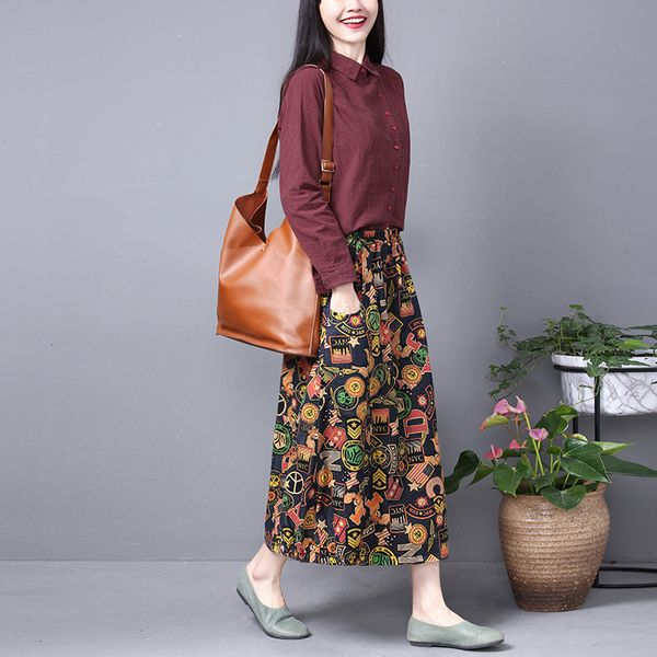 2019 long skirt faldas faldas mujer spring new loose high-waist hemp half-length skirt female literature and art, Black
2019 long skirt faldas faldas mujer spring new loose high-waist hemp half-length skirt female literature and art, Black