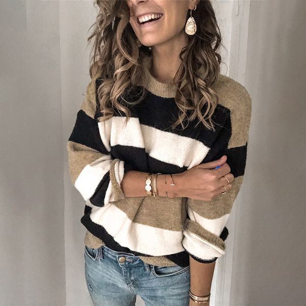 foridol casal stripe knitted sweater pullovers women autumn winter long sleeve oversized jumpers pull femme 2020 streetwear, White;black
foridol casal stripe knitted sweater pullovers women autumn winter long sleeve oversized jumpers pull femme 2020 streetwear, White;black