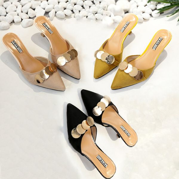 2019 spring new korean version of the tip with a word drag fine with cool slippers women's summer, Black
2019 spring new korean version of the tip with a word drag fine with cool slippers women's summer, Black
