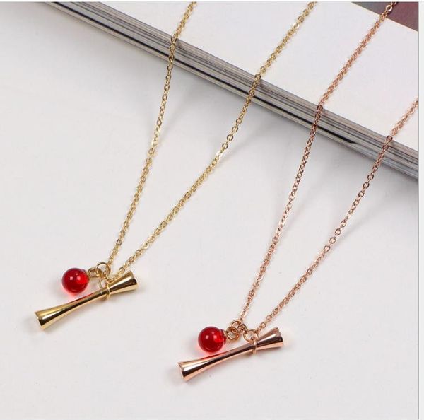 titanium steel ruby dumbbell necklace pendant with diamond rose gold short chain titanium steel necklace, Silver
titanium steel ruby dumbbell necklace pendant with diamond rose gold short chain titanium steel necklace, Silver