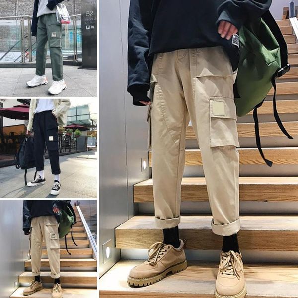 casual pants men solid color multi pockets loose straight trousers cotton cargo pants, Black
casual pants men solid color multi pockets loose straight trousers cotton cargo pants, Black
