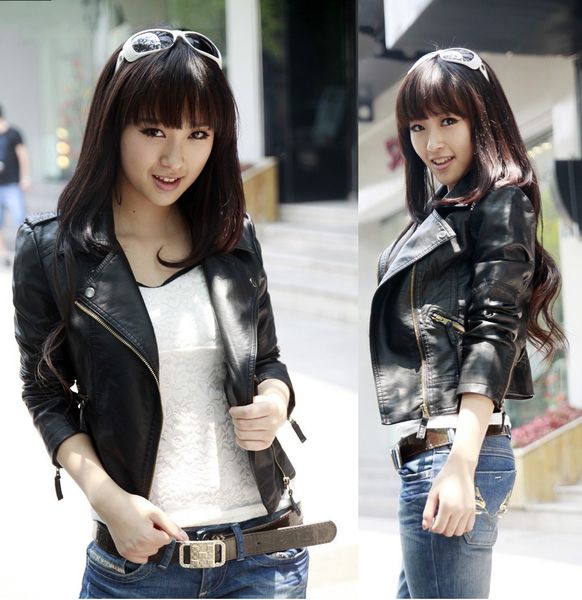 fashion soft womens faux leather jackets full sleeve short motorcycle coat woman zipper pockets winter pu spring jacket women, Black
fashion soft womens faux leather jackets full sleeve short motorcycle coat woman zipper pockets winter pu spring jacket women, Black
