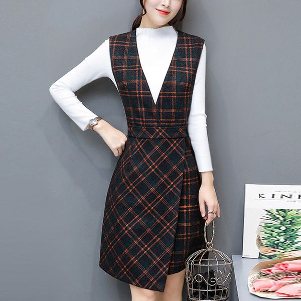 2pcs/set women casual long sleeve mini dress plaid print slim irregular dresses, Black;gray
2pcs/set women casual long sleeve mini dress plaid print slim irregular dresses, Black;gray