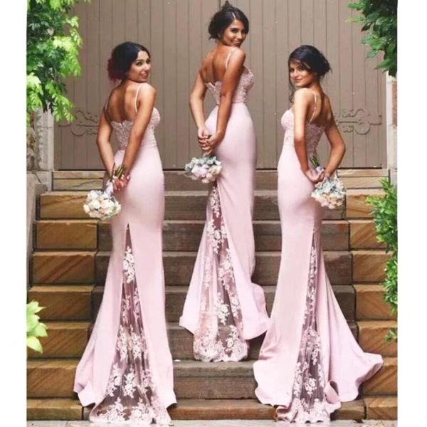 women spaghetti straps lace satin bridesmaid dresses applique prom dresses mermaid bridesmaid long wedding guest dress, White;pink
women spaghetti straps lace satin bridesmaid dresses applique prom dresses mermaid bridesmaid long wedding guest dress, White;pink