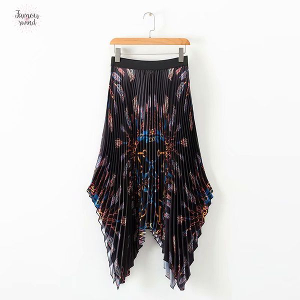 women new skirts vintage elastic high waist print asymmetrical midi skirt faldas mujer pleated casual chic qun133, Black
women new skirts vintage elastic high waist print asymmetrical midi skirt faldas mujer pleated casual chic qun133, Black