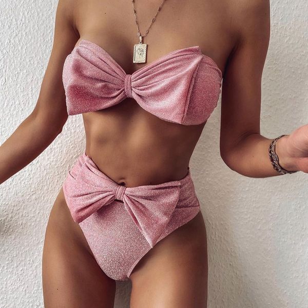 summer 2020 ins bowknot shiny split summer 2020 bikini ins bowknot shiny split bikini swimsuit swimsuit swimsuit, White;black