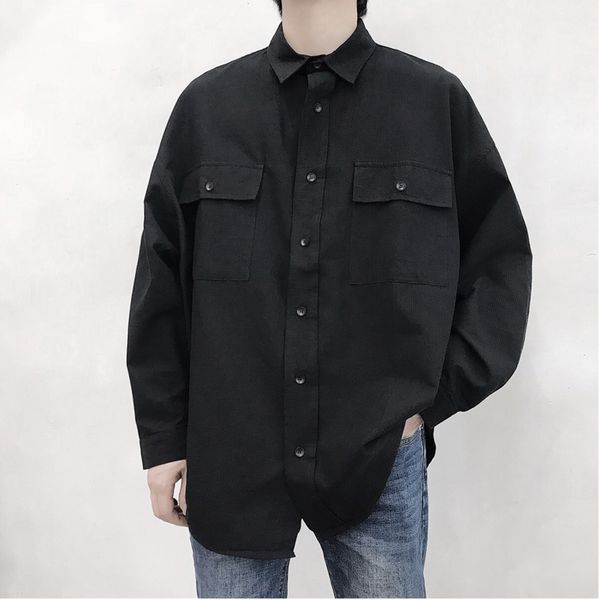 men's dress shirts autumn social men shirt business casual solid color man streetwear wild loose long-sleeved male clothes, White;black
men's dress shirts autumn social men shirt business casual solid color man streetwear wild loose long-sleeved male clothes, White;black