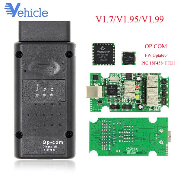 

car diagnostic auto tool op-com v1.70 1.95 1.99 ftdi ft232rq opcom v5 for pic18f458 flash update can bus obd obd2 scanner