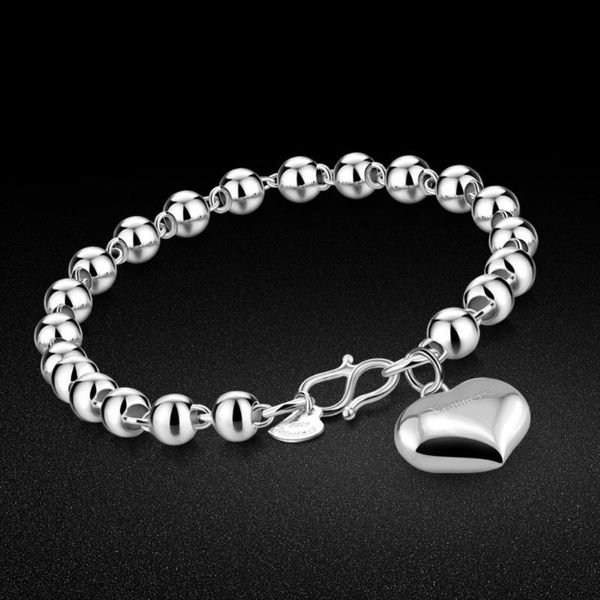 5 6 8mm sterling silver bracelet for women 925 silver ball chain classic heart pendant bracelet fine jewelry birthday gift, Black
5 6 8mm sterling silver bracelet for women 925 silver ball chain classic heart pendant bracelet fine jewelry birthday gift, Black