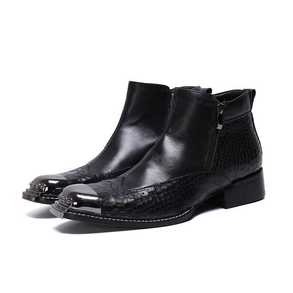 classic black genuine leather men boots wing tip snake skin printed steel cap toe men short work ankle boots office dress
classic black genuine leather men boots wing tip snake skin printed steel cap toe men short work ankle boots office dress