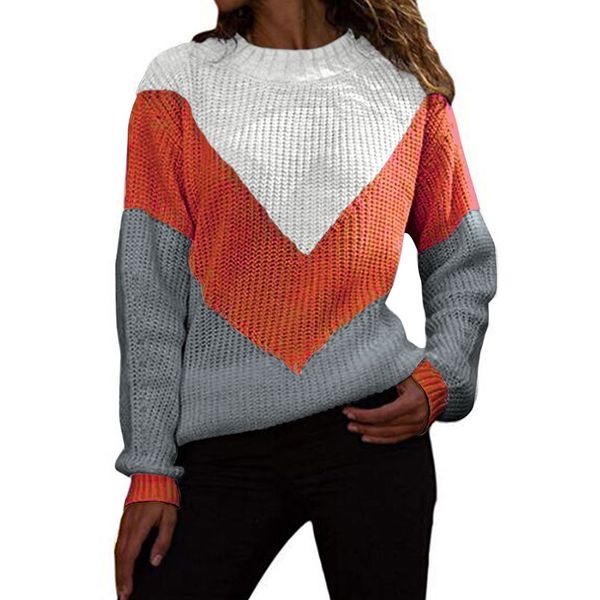 women contrast stitching knit sweater shirt blouse round neck long sleeve casual autumn winter js26, White;black
women contrast stitching knit sweater shirt blouse round neck long sleeve casual autumn winter js26, White;black