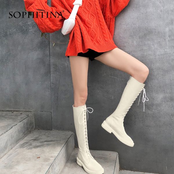 sophitina new fashion genuine leather square heel women boots basic solid round toe shoes hangmade low heel ladies boots so195, Black
sophitina new fashion genuine leather square heel women boots basic solid round toe shoes hangmade low heel ladies boots so195, Black