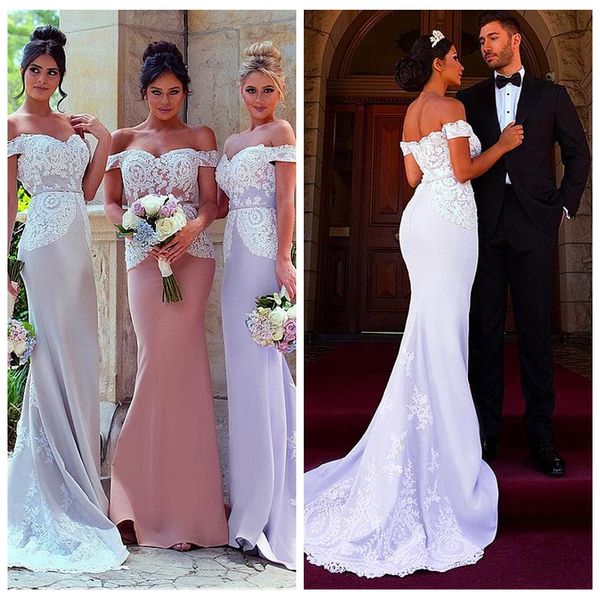 2021 off shoulder slim mermaid bridesmaid dresses lace appliques formal customized vestidos de bridesmaids prom gowns honor of maid cheap, White;pink
2021 off shoulder slim mermaid bridesmaid dresses lace appliques formal customized vestidos de bridesmaids prom gowns honor of maid cheap, White;pink