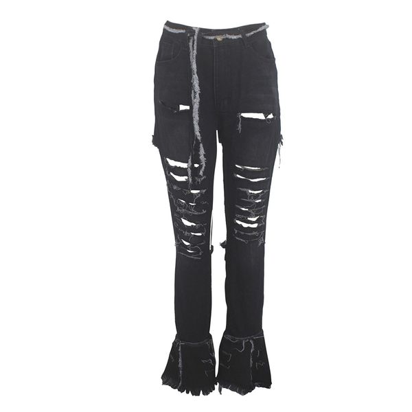 lasperal hollow out ripped jeans for women personality high waist black elastic denim pants femme bodycon club flare pants, Blue
lasperal hollow out ripped jeans for women personality high waist black elastic denim pants femme bodycon club flare pants, Blue