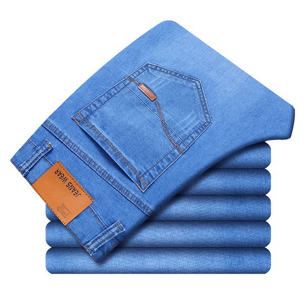 2019 new 3 colors classic style men thin jeans summer new style elastic force slim fit brand pants blue light blue
2019 new 3 colors classic style men thin jeans summer new style elastic force slim fit brand pants blue light blue