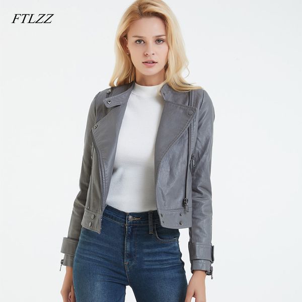 ftlzz gray black leather jacket women short motorcycle pu jacket faux leather jackets slim biker coat basic streetwear
ftlzz gray black leather jacket women short motorcycle pu jacket faux leather jackets slim biker coat basic streetwear
