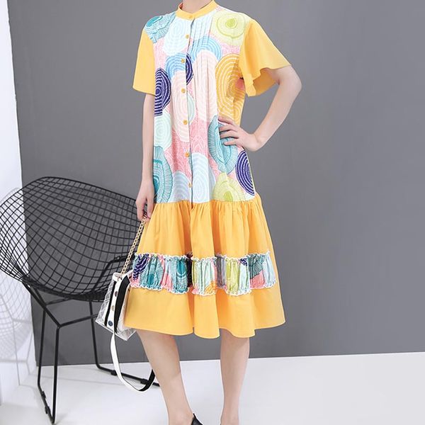 kawaii summer womens button dress plus size ladies abstract literary floral printed yellow maxi dresses loose elegant dress 2020, Black;gray
kawaii summer womens button dress plus size ladies abstract literary floral printed yellow maxi dresses loose elegant dress 2020, Black;gray