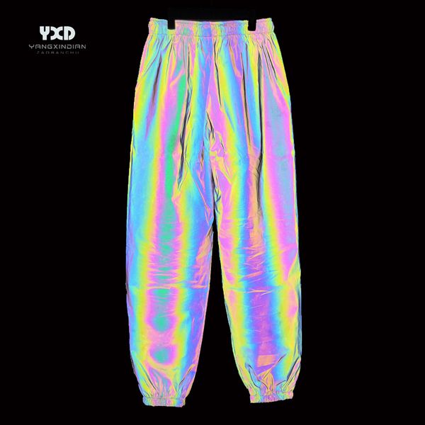 men's pants man seven colored night reflective sport street dance jogger couple hip hop streetwear punk trousers, Black
men's pants man seven colored night reflective sport street dance jogger couple hip hop streetwear punk trousers, Black