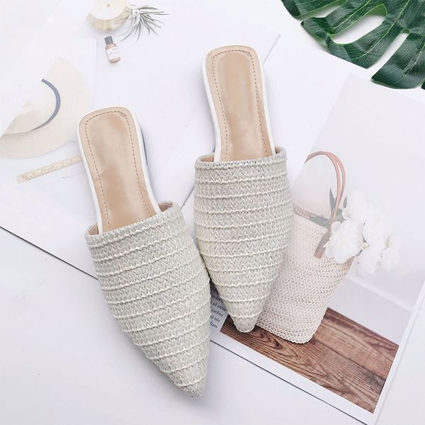pointed toe flat mules women slippers woman cane slip on flip flops shoes elegant female casual 2019 summer fashion lady comfort, Black
pointed toe flat mules women slippers woman cane slip on flip flops shoes elegant female casual 2019 summer fashion lady comfort, Black