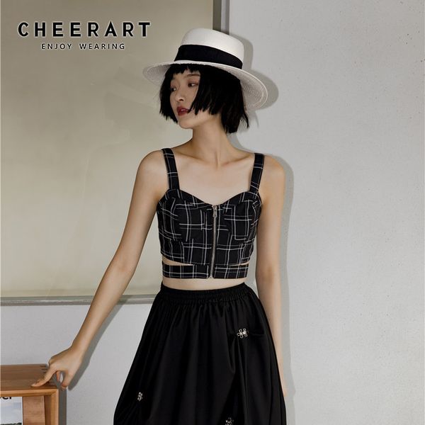 cheerart black plaid zip up crop summer cut out cami spaghetti strap bustier backless bralette crop tube 2020, White
cheerart black plaid zip up crop summer cut out cami spaghetti strap bustier backless bralette crop tube 2020, White