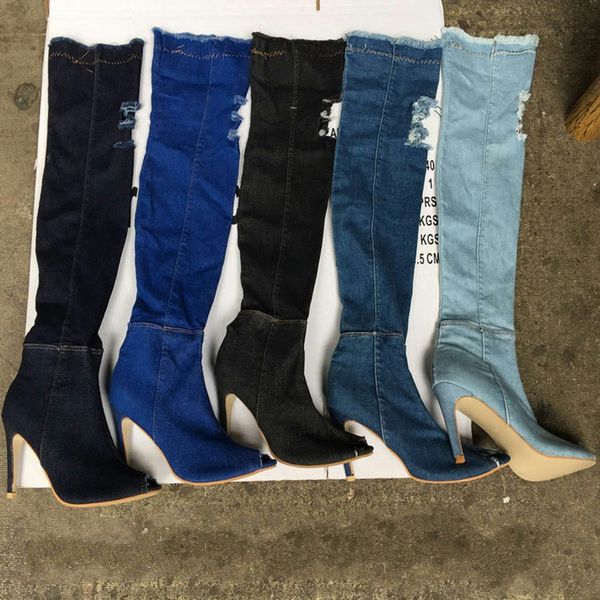 slim boots over the knee highstyle of denim skinny heel knee-high boot skinny leg stretch boot women thigh high, Black
slim boots over the knee highstyle of denim skinny heel knee-high boot skinny leg stretch boot women thigh high, Black