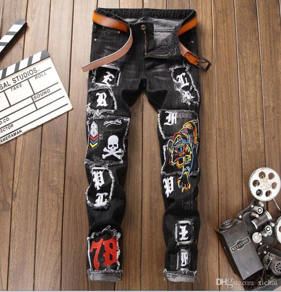 men's more patch skull tiger print fashion jeans designer men jeans famous brand slim fit mens printed jeans denim pants 8023, Blue
men's more patch skull tiger print fashion jeans designer men jeans famous brand slim fit mens printed jeans denim pants 8023, Blue