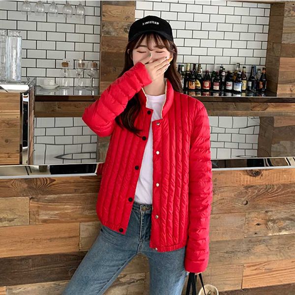 korea light cotton clothing female 2019 winter short solid color stand collar slim wild vertical striped coat large size coat, Black
korea light cotton clothing female 2019 winter short solid color stand collar slim wild vertical striped coat large size coat, Black