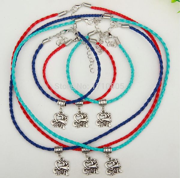 ancient silver i love cheer charm pendant multi leather rope necklace bracelet sets fashion women men designer jewelry diy holiday gifts
ancient silver i love cheer charm pendant multi leather rope necklace bracelet sets fashion women men designer jewelry diy holiday gifts