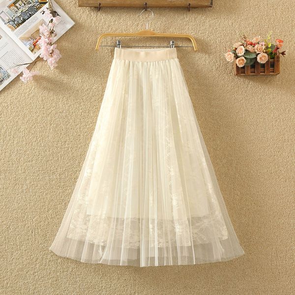 2019 autumn winters is half white gauze skirt to show thin lace stitching female pleated skirt joker fairy veil, Black
2019 autumn winters is half white gauze skirt to show thin lace stitching female pleated skirt joker fairy veil, Black