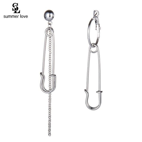 2019 new fashion tassel asymmetric pin chain earring korean exaggerate safety pin earrings for women men punk dangle jewelry, Golden;silver
2019 new fashion tassel asymmetric pin chain earring korean exaggerate safety pin earrings for women men punk dangle jewelry, Golden;silver