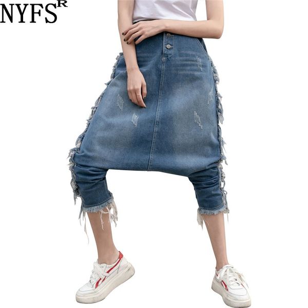 nyfs 2019 new summer women jeans loose vintage comfortable loose denim harem pants personality long trousers, Blue
nyfs 2019 new summer women jeans loose vintage comfortable loose denim harem pants personality long trousers, Blue