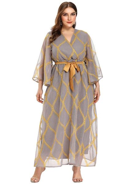 2020 summer fashion women large plus size elegant butterfly sleeve mesh high waist sashes ramadan abaya maxi party dress, Black;gray
2020 summer fashion women large plus size elegant butterfly sleeve mesh high waist sashes ramadan abaya maxi party dress, Black;gray