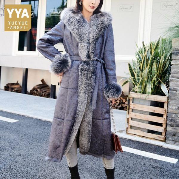 brand retro real fur long coat female elegant fur inner collar belt slim overcoat winter office outwear plus size, Black
brand retro real fur long coat female elegant fur inner collar belt slim overcoat winter office outwear plus size, Black