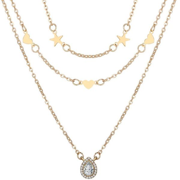new vintage gold color multi layer chain necklaces for women fashion bohemian cz zircon crystal waterdrop pendant necklace hz, Silver
new vintage gold color multi layer chain necklaces for women fashion bohemian cz zircon crystal waterdrop pendant necklace hz, Silver