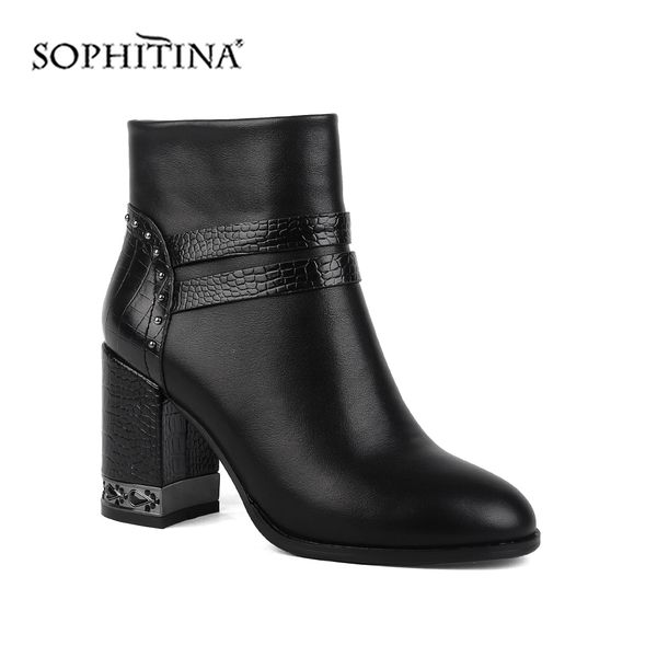 sophitina pointed toe boots fashion special design fretwork comfortable square heel handmade shoes new women's ankle boots by140, Black
sophitina pointed toe boots fashion special design fretwork comfortable square heel handmade shoes new women's ankle boots by140, Black