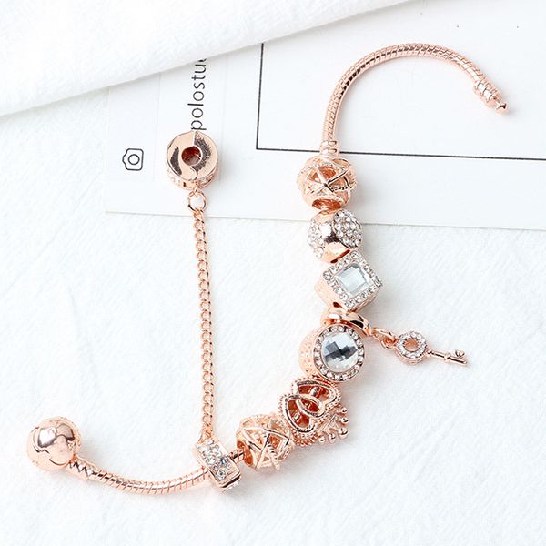 wholesale-new rose gold diamond key bracelet diy lady bracelet for pandora style jewelry, Black
wholesale-new rose gold diamond key bracelet diy lady bracelet for pandora style jewelry, Black