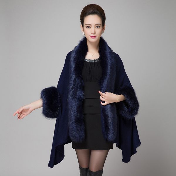 autumn winter women knitted cashmere poncho capes gewen imitation fox fur shawl cardigan feminino knitwear sweater q6-80f, Black
autumn winter women knitted cashmere poncho capes gewen imitation fox fur shawl cardigan feminino knitwear sweater q6-80f, Black