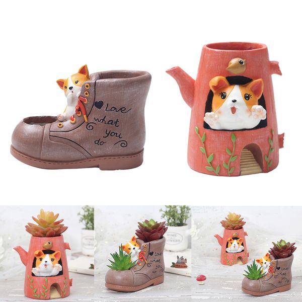 2xcreative resin succulent pot garden planter corgi figurine home decor 
2xcreative resin succulent pot garden planter corgi figurine home decor