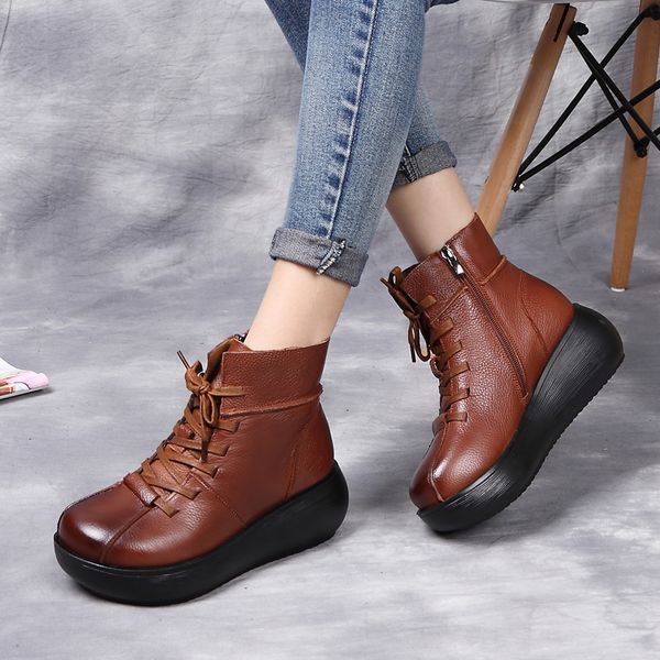 lady boots ankle booties women women's genuine leather shoes round toe zipper winter footwear boots-women platform ladies, Black
lady boots ankle booties women women's genuine leather shoes round toe zipper winter footwear boots-women platform ladies, Black