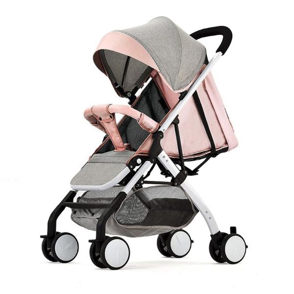 One Step Fold Lightweight Convertible Baby Carriage With 5-point Safety Harness Multi-positon Reclining Seat